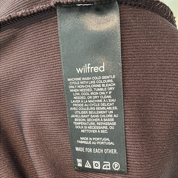 Aritzia Wilfred Mid Rise Kick Flare Candace Pants Stretchy Ribbed Mocha Brown - Picture 14 of 16